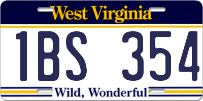 WV license plate 1BS354