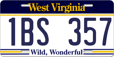 WV license plate 1BS357