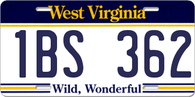 WV license plate 1BS362