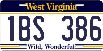 WV license plate 1BS386