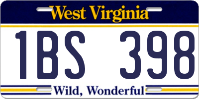 WV license plate 1BS398