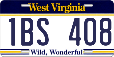 WV license plate 1BS408