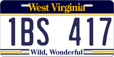 WV license plate 1BS417