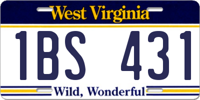 WV license plate 1BS431