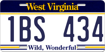 WV license plate 1BS434