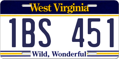 WV license plate 1BS451