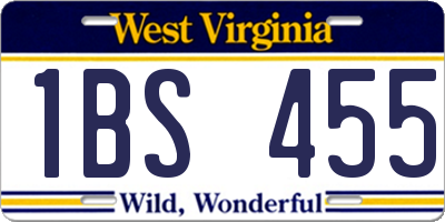WV license plate 1BS455