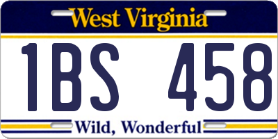 WV license plate 1BS458