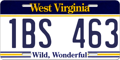 WV license plate 1BS463