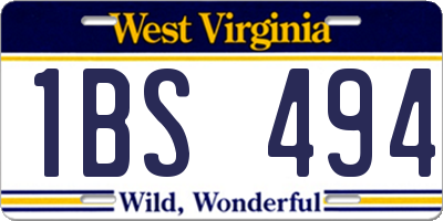 WV license plate 1BS494