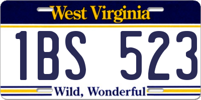WV license plate 1BS523