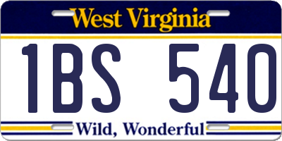 WV license plate 1BS540