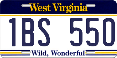 WV license plate 1BS550