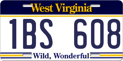 WV license plate 1BS608