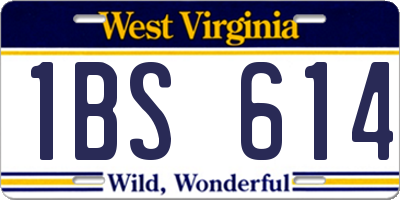 WV license plate 1BS614