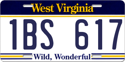 WV license plate 1BS617