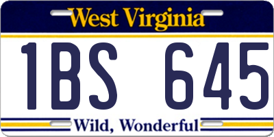 WV license plate 1BS645