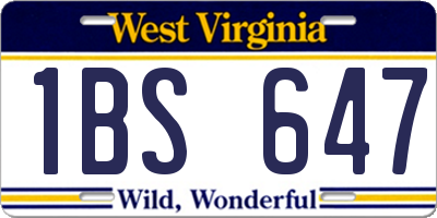 WV license plate 1BS647