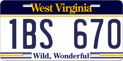 WV license plate 1BS670