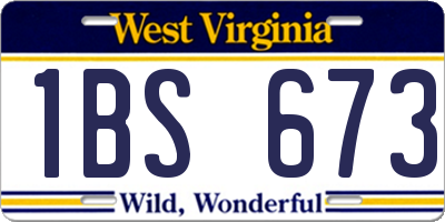 WV license plate 1BS673