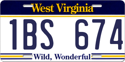 WV license plate 1BS674