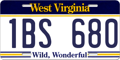 WV license plate 1BS680