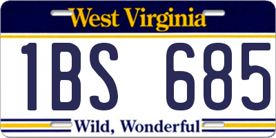 WV license plate 1BS685
