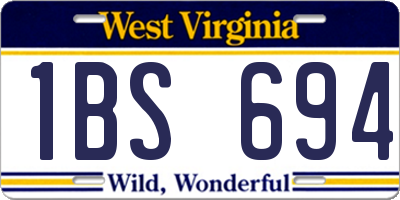 WV license plate 1BS694