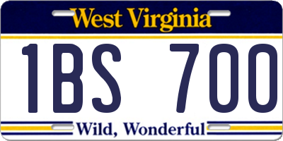 WV license plate 1BS700