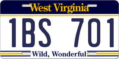 WV license plate 1BS701