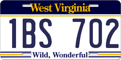 WV license plate 1BS702