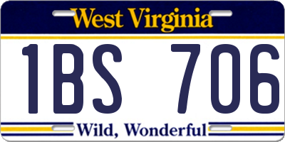 WV license plate 1BS706
