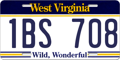 WV license plate 1BS708