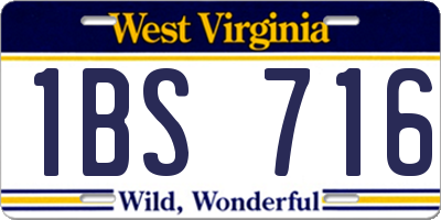 WV license plate 1BS716