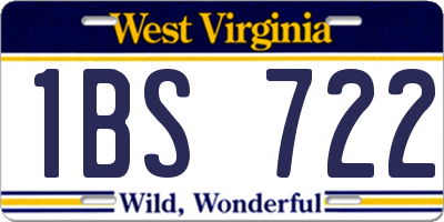 WV license plate 1BS722