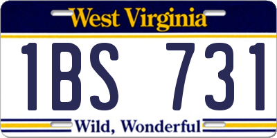 WV license plate 1BS731