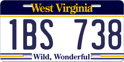 WV license plate 1BS738