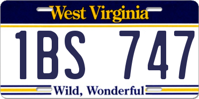 WV license plate 1BS747