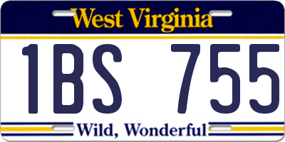 WV license plate 1BS755