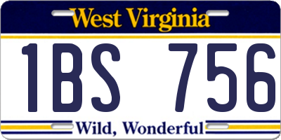 WV license plate 1BS756