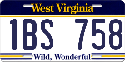 WV license plate 1BS758