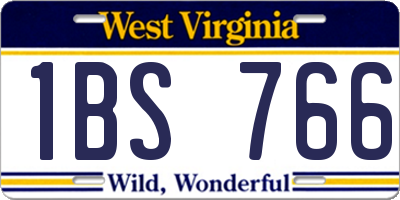 WV license plate 1BS766
