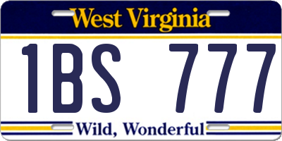 WV license plate 1BS777