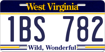 WV license plate 1BS782