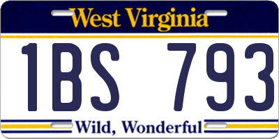 WV license plate 1BS793