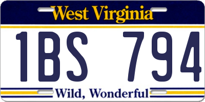 WV license plate 1BS794