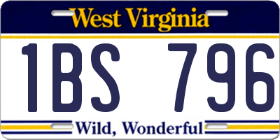 WV license plate 1BS796