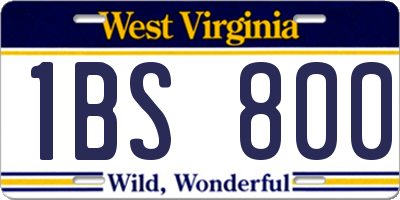 WV license plate 1BS800
