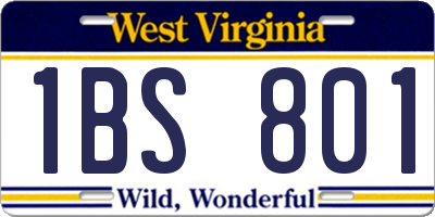 WV license plate 1BS801