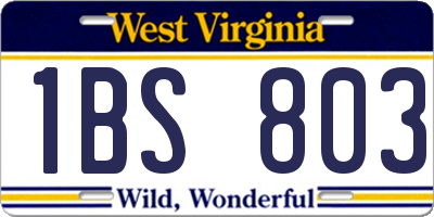 WV license plate 1BS803